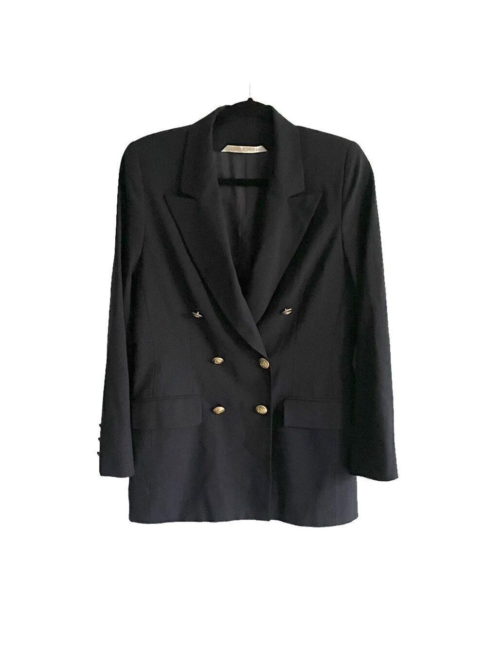 MARKS & SPENCER Wool Double Breasted Oversized Blazer Navy Blue 8